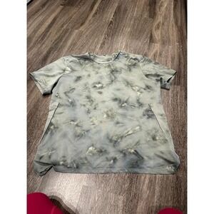 Lululemon Mens Tie Dye Cloud Wash Short Sleeve Athletic T-Shirt Green Grey